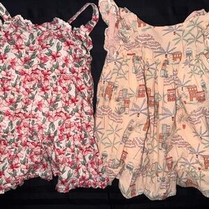 Janie and Jack Floral and Scenic Print Dresses - Pink and Cream